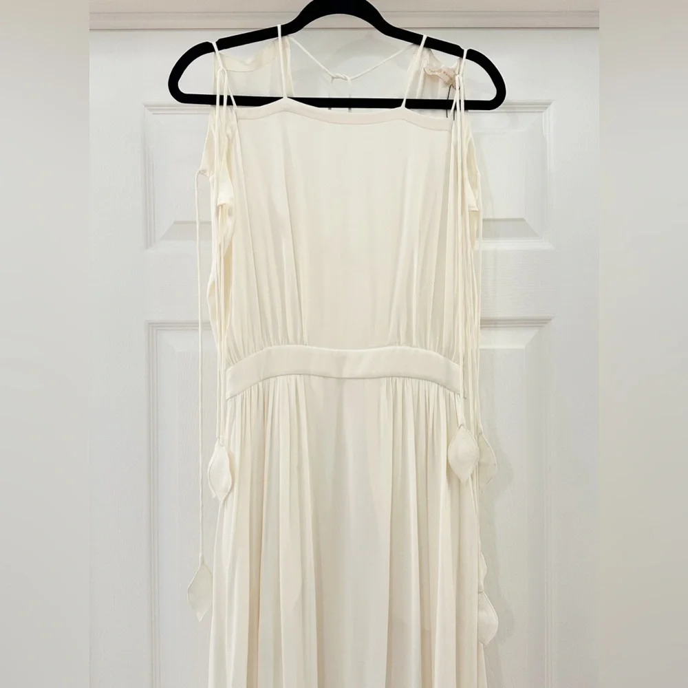 NWT Tory Burch Evalene Cream Bare Shoulder Maxi Dress New Ivory Sz 2